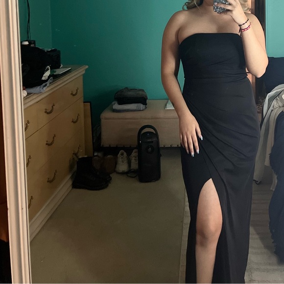 Azazie Strapless Dress in Black - Picture 1 of 9